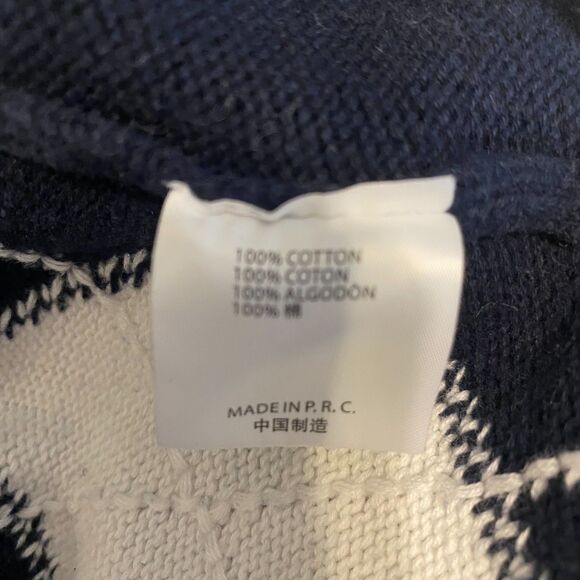 Brandy Millville Cardigan Sweater Women's Size M Blue Argyle Classic Minimalist - Picture 5 of 6